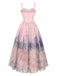 50er Netzkleid mit Ölgemaelde-Blumen