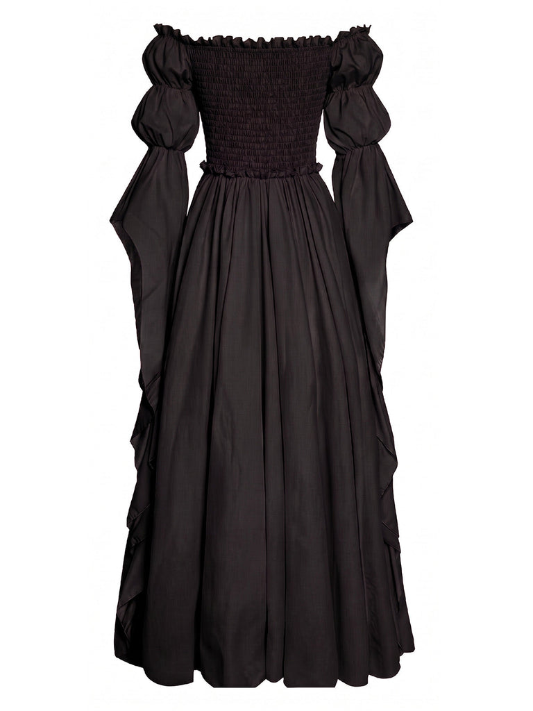 30er schulterfreies Langes Kleid mit Empire-Taille