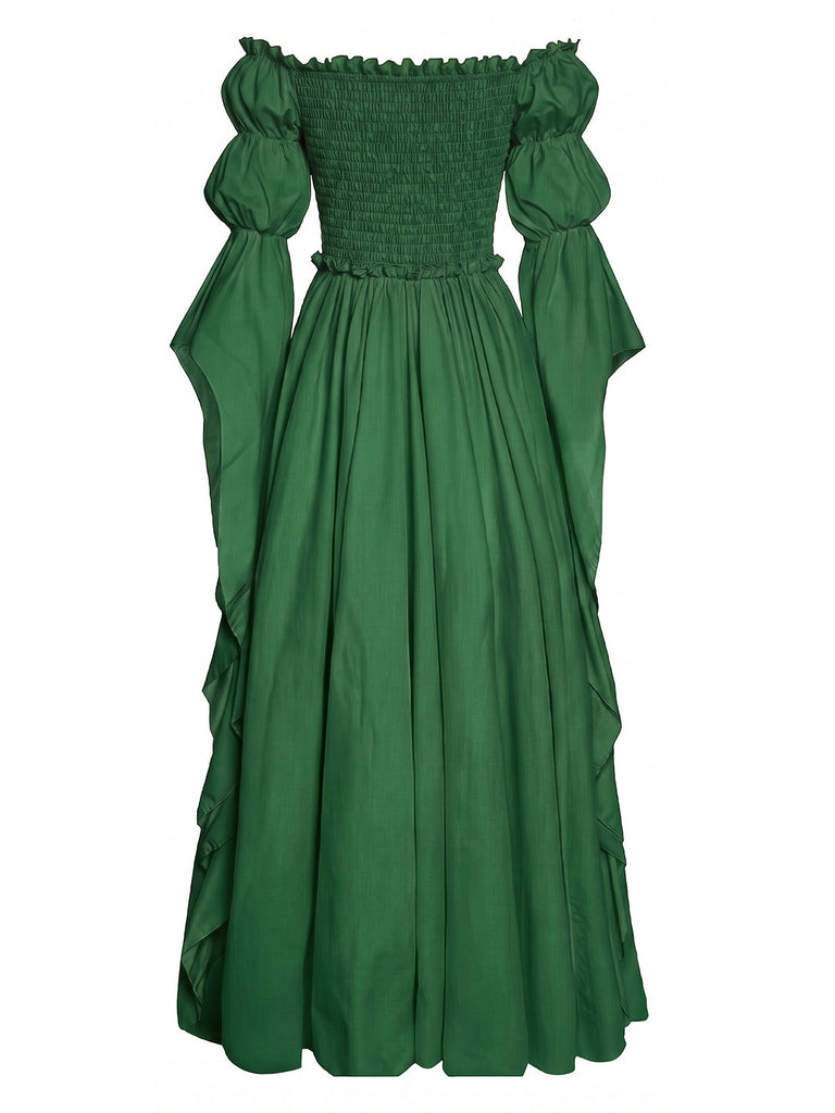 30er schulterfreies Langes Kleid mit Empire-Taille