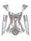 Silbernes 70er Metallic-Korsett-Bodysuit-Set mit Herz-Uhr-Detail und Nieten