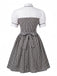 Graues 50er Kleid mit Puffärmel und Gingham