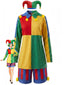 40er Clown-Kostümset mit Farbblock-Top, gestreiften Shorts und Hut