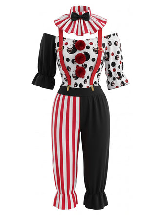Rotes 40er Scary-Clown-Halloween-Cosplay-Set