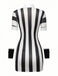 Schwarzes & Weißes 60er Bleistiftkleid mit Streifen