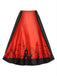 Rotes 50er Halloween Netz-Kleid mit Patchwork und Spitze