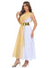 Apricot 30er Göttinnenkleid mit One-Shoulder