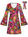 Mehrfarbiges 60er Minikleid mit Paisley