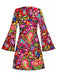 Mehrfarbiges 60er Minikleid mit Paisley