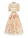 Rotes 40er Kleid mit Puffärmel und Blumen