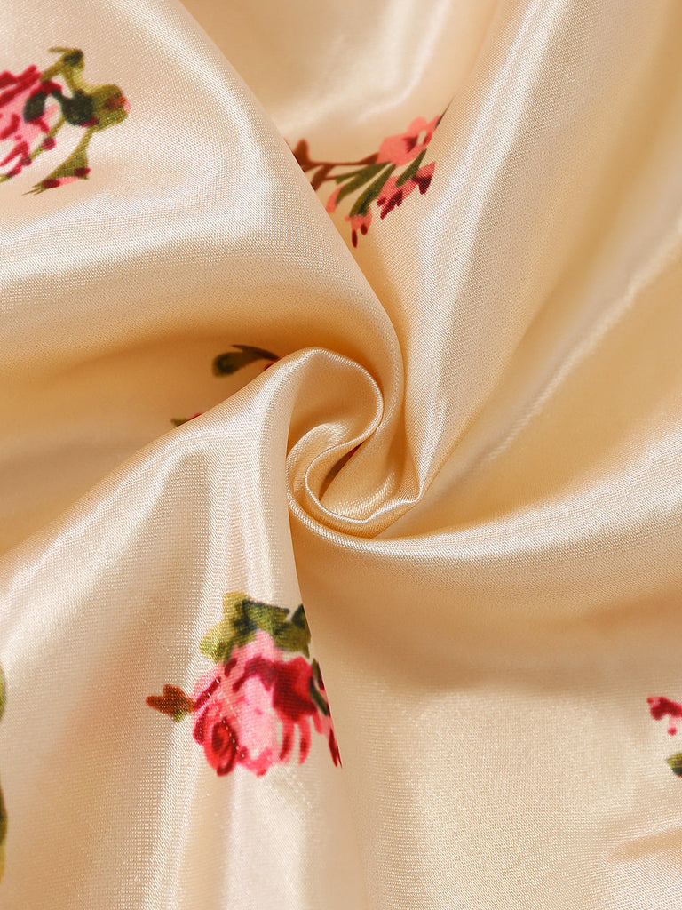 Rotes 40er Kleid mit Puffärmel und Blumen