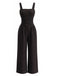 40er ärmelloser Jumpsuit mit Karree-Ausschnitt und Knopfleiste