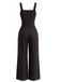 40er ärmelloser Jumpsuit mit Karree-Ausschnitt und Knopfleiste