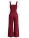 40er ärmelloser Jumpsuit mit Karree-Ausschnitt und Knopfleiste