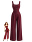 40er ärmelloser Jumpsuit mit Karree-Ausschnitt und Knopfleiste