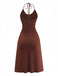 Braunes 80er Kleid mit Neckholder und Sonnenprint