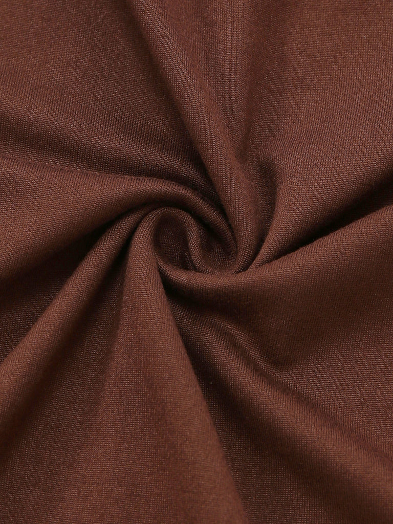 Braunes 80er Kleid mit Neckholder und Sonnenprint