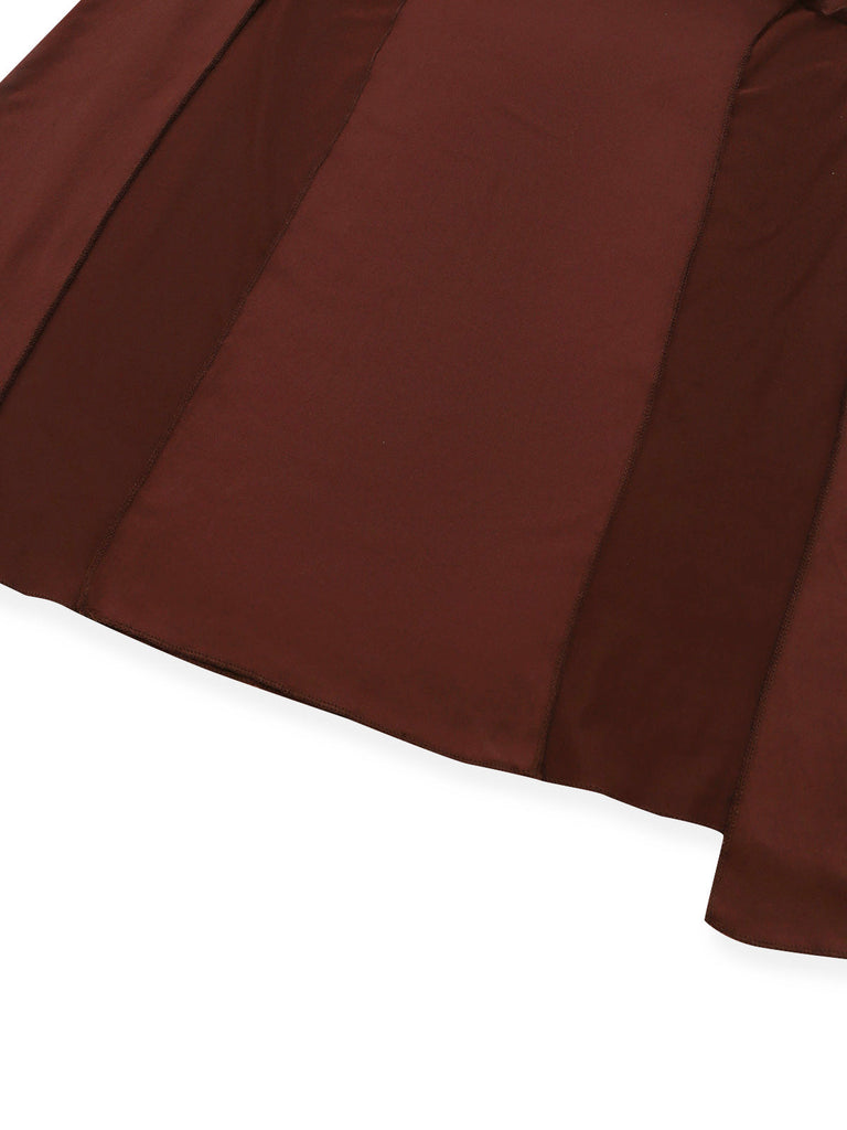 Braunes 80er Kleid mit Neckholder und Sonnenprint
