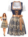 Blaues 50er Kleid, Top & Spitzenschürze 3PCS Set