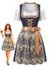 Blaues 50er Oktoberfest-Dirndl-Set mit Carmen-Top und Spitzenschürze