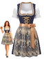 Blaues 50er Oktoberfest-Dirndl-Set mit Carmen-Top und Spitzenschürze