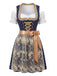 Blaues 50er Oktoberfest-Dirndl-Set mit Carmen-Top und Spitzenschürze
