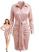 Rosafarbenes 60er Satinhemdkleid mit Raffung und Bindegürtel