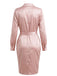 Rosafarbenes 60er Satinhemdkleid mit Raffung und Bindegürtel