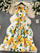 40er Ärmelloses Midikleid mit Blumen