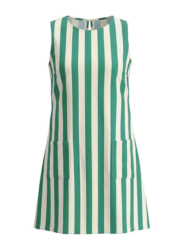 1960s Floral Striped Vintage Classic Dress