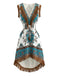 Weißes 70er Boho Minikleid mit Paisley und Fransen