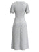 Blaues 30er Spitzenkleid mit Streublumen und V-Ausschnitt