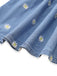 Blaues 70er Kleid mit Puffärmel und V-Ausschnitt