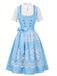 Blaues 50er Kleid mit Schürze und Spitzentop