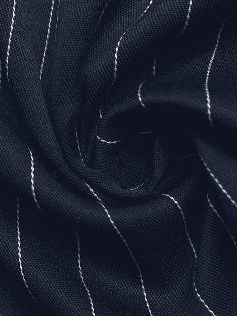 Marineblaues 60er Ärmelloses Kleid mit Streifen und A-Linie
