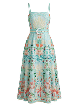 Ice Green 1950s Floral Belted Top