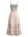 Rosa 70er Kleid mit Palmen und Print