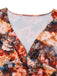 Braunes 60er Bodycon-Kleid mit Blumen und Raffung