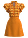 Orange 60er Kleid mit Rüschen und Print