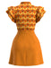 Orange 60er Kleid mit Rüschen und Print