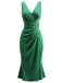 Grünes 50er Satin-Meerjungfrauenkleid mit Raffungen