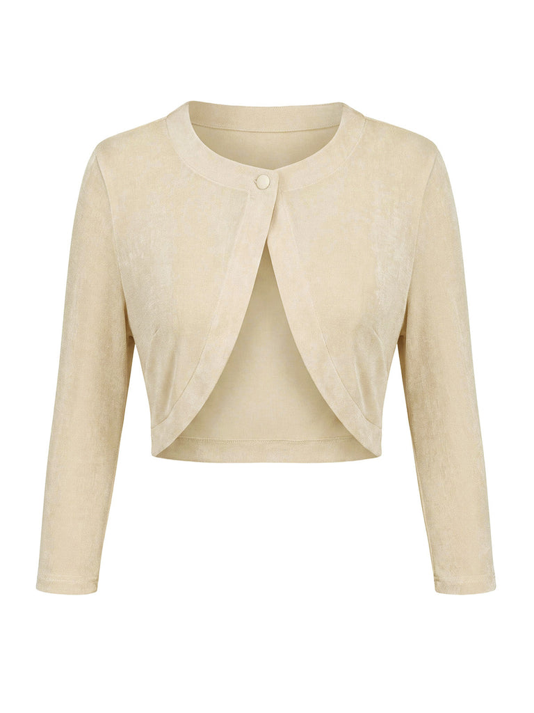 Cremefarbener 40er Cardigan mit Langarm