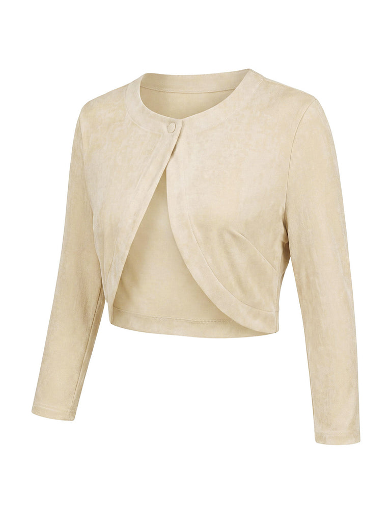 Cremefarbenes 40er Bolero & Kleid Set mit Blumen