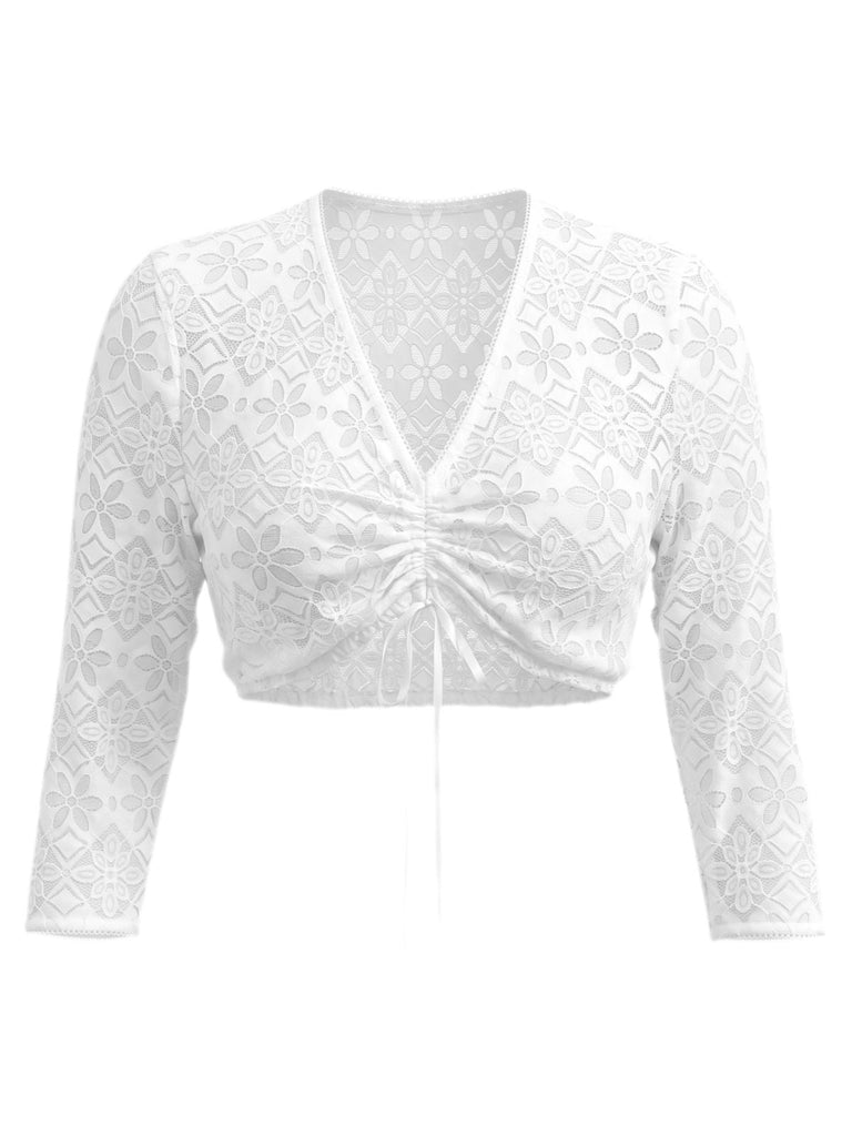 Pflaumenfarbenes 50er Kleid mit Schürze und Spitze