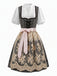 Schwarzes 50er 3-teiliges Set mit Kleid und Schürze