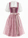 Weißes & Rosa 50er Kleid mit Eckiger Ausschnitt und Blumen