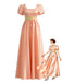 30er Satin-Kleid mit Eckiger Ausschnitt und Empire-Taille