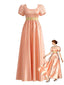 30er Satin-Kleid mit Eckiger Ausschnitt und Empire-Taille