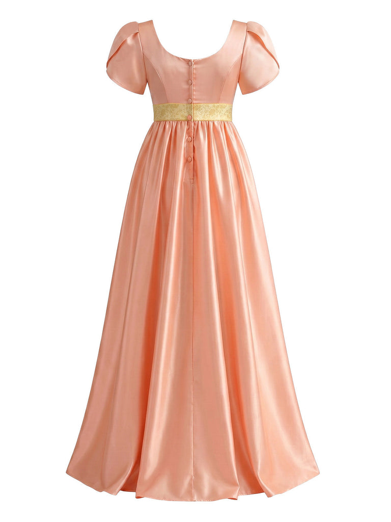30er Satin-Kleid mit Eckiger Ausschnitt und Empire-Taille