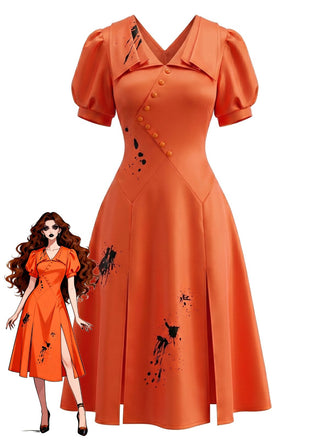 Orange 50er Halloween Vintage Kleid