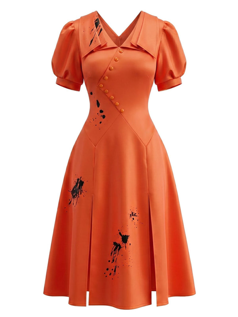 Orange 50er Halloween Vintage Kleid